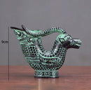 Axyaa Antique Bronze Decor Cow Rabbit Peacock Dragon Phoenix Vase Statues & Cups