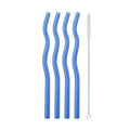 Axyaa Glass Straws - 5Pcs Colorful, Eco-Friendly Wavy Design for Juice & Cocktails