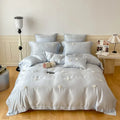 Axyaa French Style Flower Embroidered 100% Lyocell Bedding Set Pink