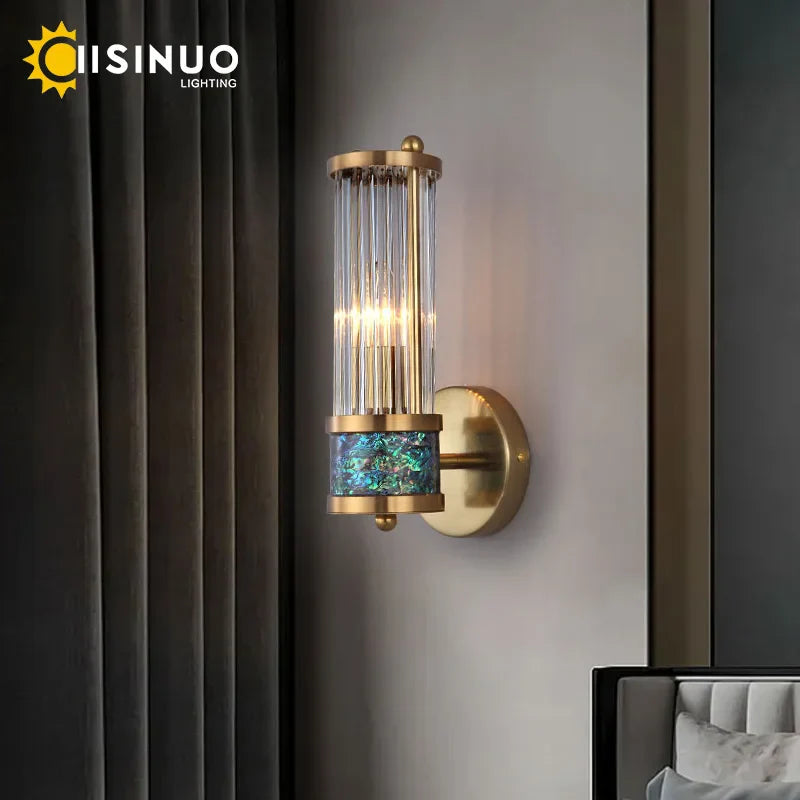 Gold Plated Crystal Wall Lamp for Bedroom and Living Room by Axyaa