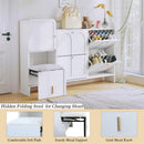 Axyaa 4-Drawer Shoe Cabinet with Hidden Stool & Adjustable Shelves