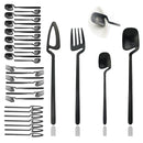Axyaa 8-Piece Black Stainless Steel Dinnerware Set Kitchen Flatware Cutlery Party Bar Set.