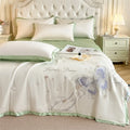 Axyaa Summer Silk Quilt Set - Butterfly Embroidery, Washed, Four-Piece & Three-Piece