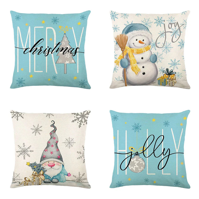 Merry Christmas Pillow Cover Set with Festive Prints - Axyaa