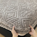Luxurious Axyaa Fleece Jacquard Geometric Bed Sheet for Single/Double Mattress