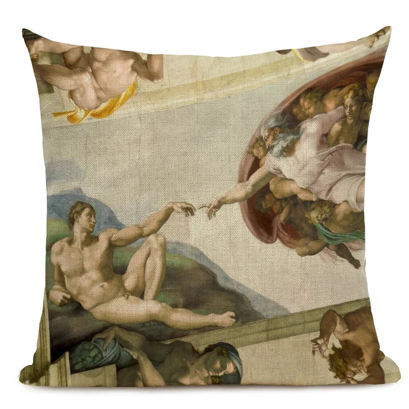 Michelangelo Genesis Mural Sofa Pillow Case by Axyaa - Renaissance Art Decoration