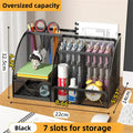 Axyaa Metal Pen Holder Pencil File Storage Rack 7 Grid Office Desk Organizer