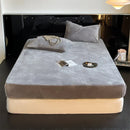 Axyaa Soft Flannel Fitted Sheet & Fleece Mattress Protector, Solid Grey, 180x200cm