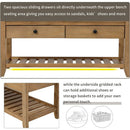 Axyaa Entry Shoe Bench with Cushioned Seat, 2 Drawers & Slatted Shelf