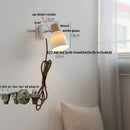 Axyaa Iron Wood LED Wall Light with Pull Chain Switch & White Glass Rotation