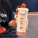 Axyaa Kawaii Cat Stainless Steel Thermal Cup 600ml - Portable Cute Thermos Bottle