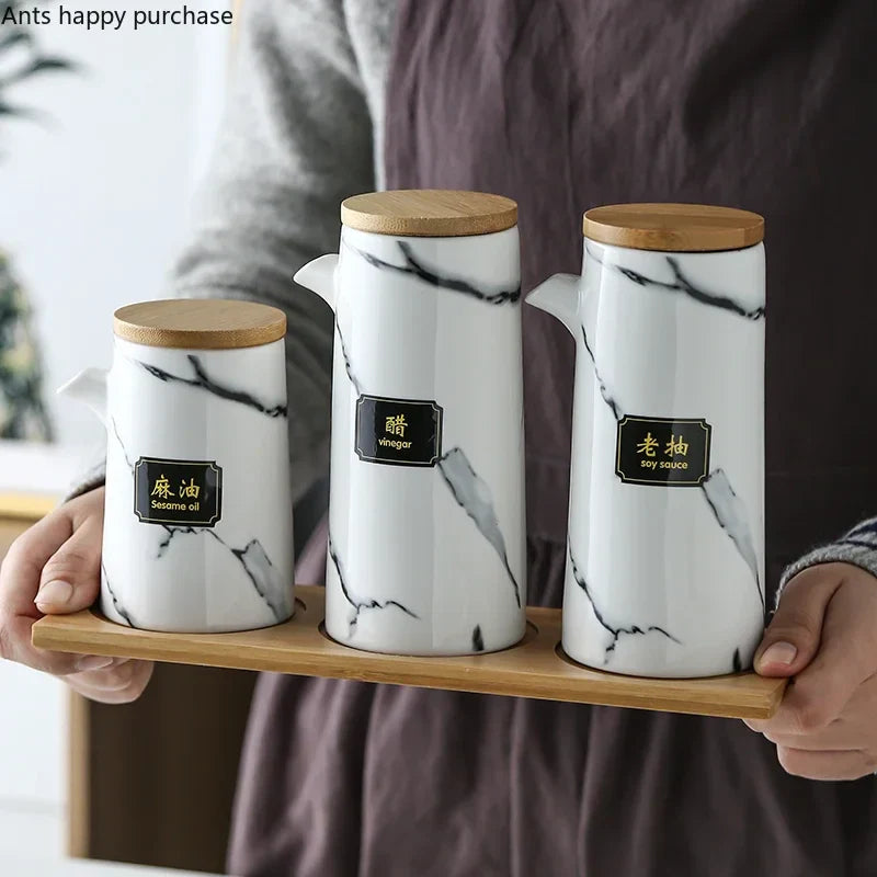 Axya Kitchen Ceramic Seasoning & Oil Bottle Set - Cooking Tools & Storage