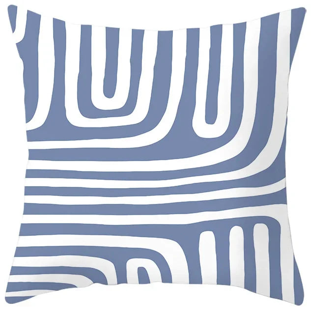 Axyaa Abstract Geometric Pillowcase in Nordic Blue Purple - Peach Skin Fabric