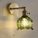 Axyaa Copper Glass LED Wall Light Sconce Rotate Pull Chain Switch Nordic Modern