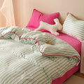 Axyaa Solid Color Shell Bedding Set - Embroidered Student Dorm Four Piece Suit