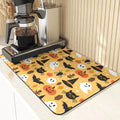 Axyaa Silicone Pumpkin Drying Mat: Halloween Kitchen Decor Absorbent Placemat & Cup Holder