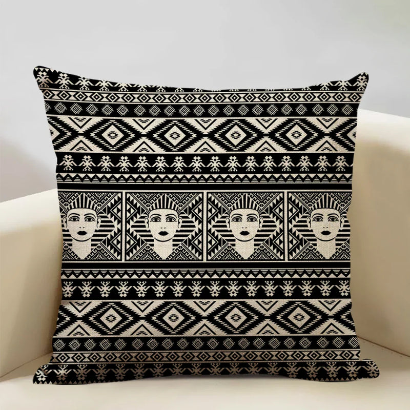 Axyaa African Woman Geometric Pillow Cover Ethnic Sofa Decoration
