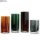 Axyaa Relief Stripe Glass Vase: Modern Minimalism Decor for Flowers, Desk, and Crafts
