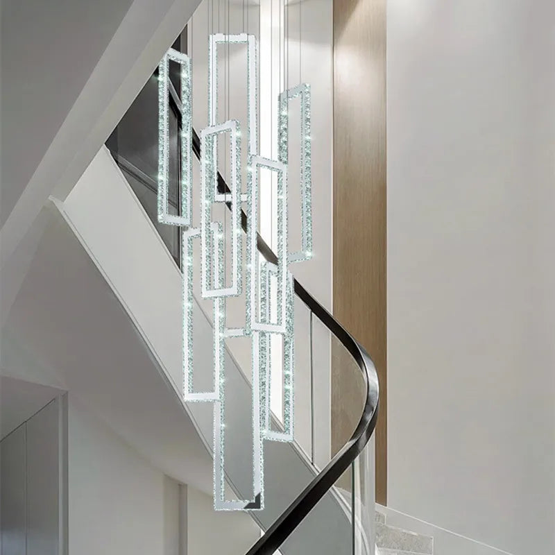 Axyaa Crystal LED Pendant Lights - Modern Luxury Stairs Lustre Lights