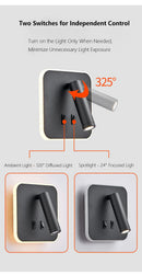 Axyaa Dual-Function LED Wall Sconce with USB Charging and Adjustable Spotlight