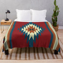Axyaa Red Shaggy Throw Blanket - Soft Southwest Style for Sofa & Bed