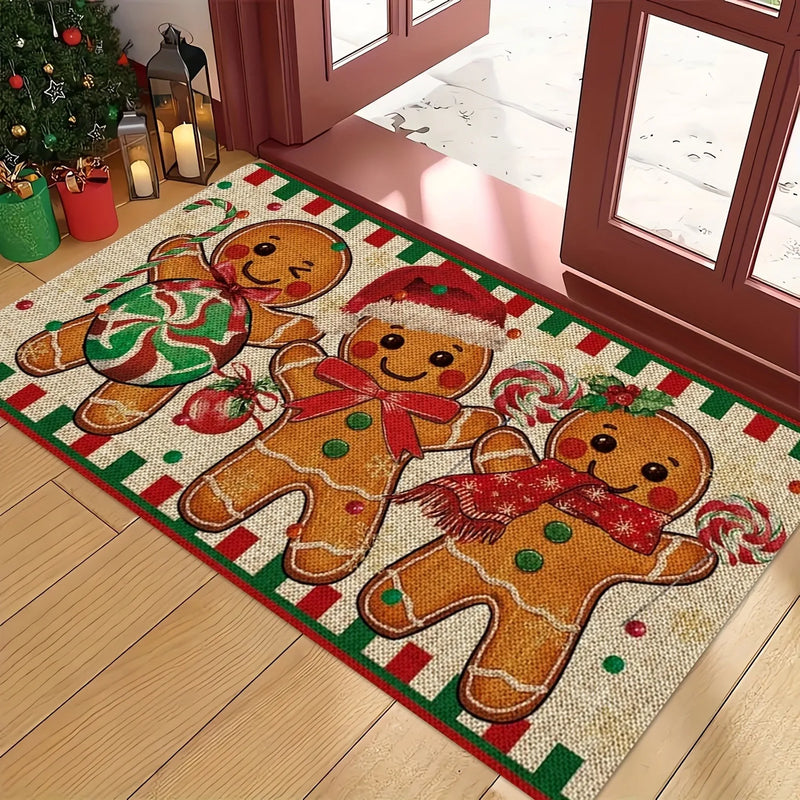 Axyaa Christmas Gingerbread Man Door Mat for Home Bathroom Kitchen