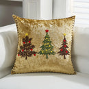 Axyaa Embroidered Gold Reindeer Snowflake Velvet Pillowcases 45x45cm Set of 2