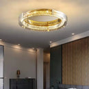Axyaa Modern Luxury Dimmable K9 Crystal LED Ceiling Lamp, Gray Glass Steel Body Lighting