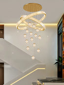 Axyaa Crystal Chandelier Stair Pendant Lamp Living Room Interior Lighting
