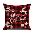 Axyaa Christmas Linen Print Throw Pillow Cover for Home Sofa, Living Room and Bedroom