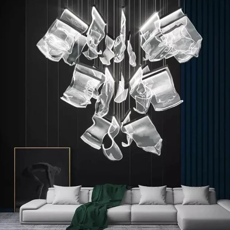 Axyaa Rinkle Suspended Lights Modern Guide Chandelier Stairs Dining Room Designer Lamp