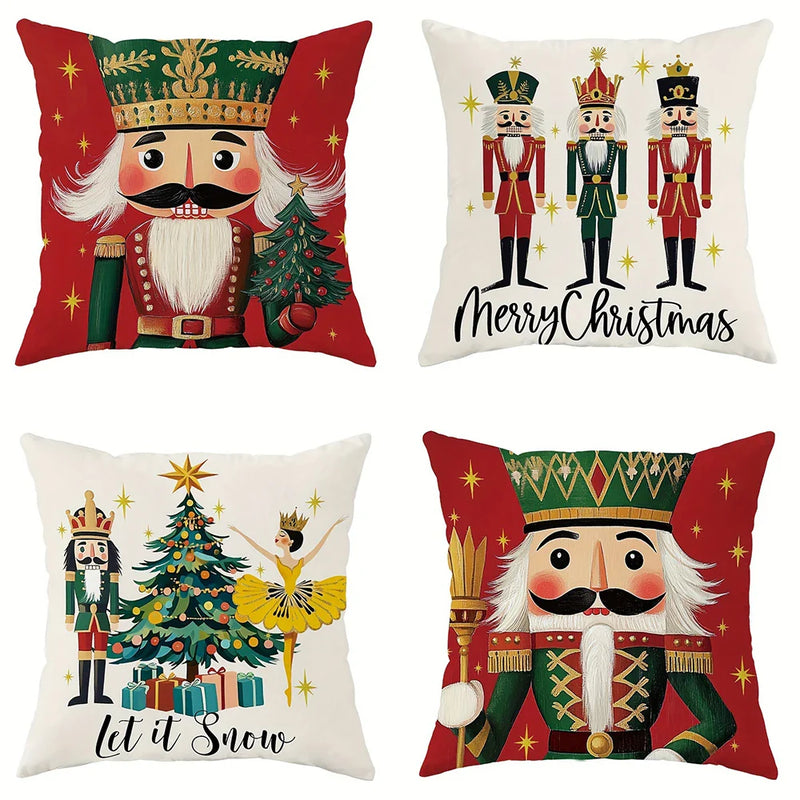 Nutcracker Pillowcase by Axyaa: Festive Christmas Room Decor & Sofa Cushion Cover