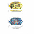 Axyaa Ceramic Fish Dish with Handle: Bohemian Style Rectangular Dining Tray, 12.8-inch