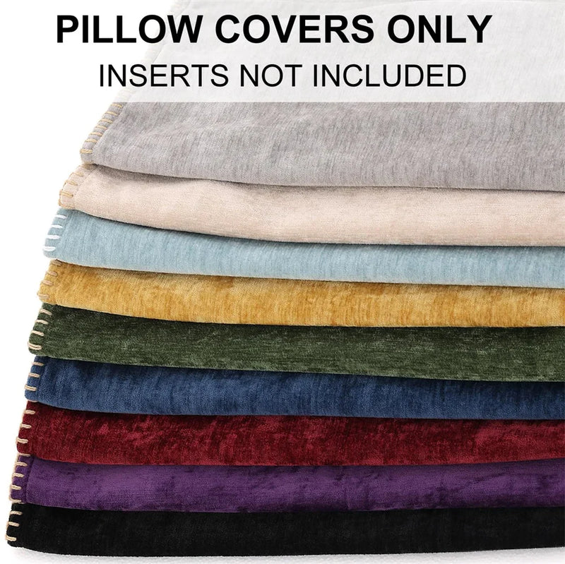 Axyaa Chenille Velvet Cushion Cover 50x50cm Soft Stitched Edge Decor Pillowcase
