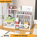 Axyaa Metal Pen Holder Pencil File Storage Rack 7 Grid Office Desk Organizer