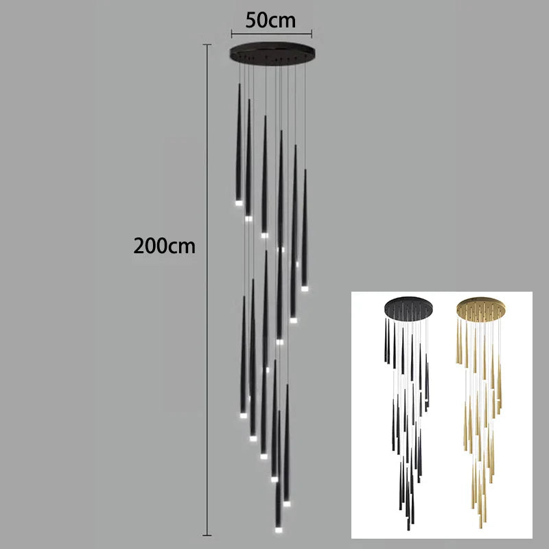 Axyaa Staircase Chandeliers LED Pendant Light Lamps Modern Decor for Living Room