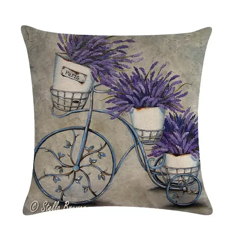 Purple Lavender Floral Pillowcase for Home Decor by Axyaa