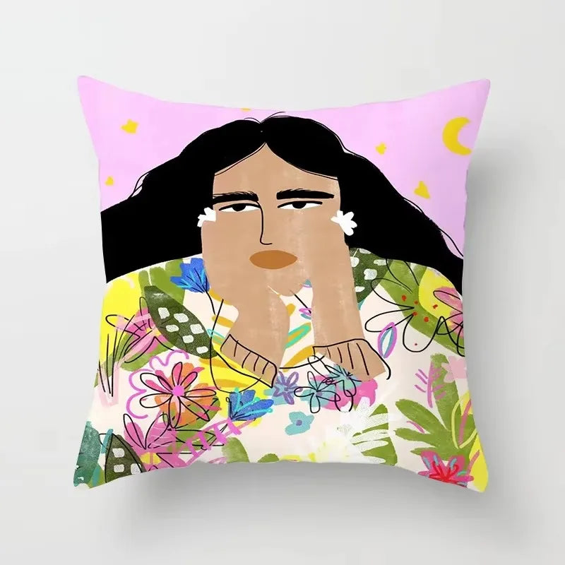 Axyaa Women Flower Oil Painting Decorative Pillowcase for Home Sofa Decor