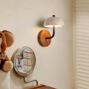 Axyaa Modern LED Wall Lamp, Yellow Travertine Wood & Black Iron Stair Light