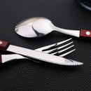 Axyaa 24-Piece Stainless Steel Wooden Handle Cutlery Set