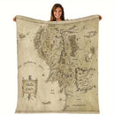 Axyaa Middle Earth Map Fleece Blanket - Lightweight, Soft, All-Season Home Decor