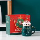 Axyaa Santa Claus Ceramic Coffee Mug with Snow Globe Lid - Christmas Gift