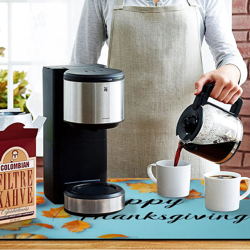 Axyaa Pumpkin Draining Mat: Absorbent, Quick Dry, Anti-Skid Kitchen, Bathroom Drain Pad