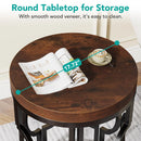 Axyaa Industrial Round End Table with Metal Frame: Small Bedside Nightstand for Living Room