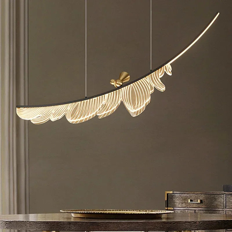 Axyaa Acrylic Feather LED Chandelier for Dining Room & Bar Lighting