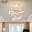 Axyaa Circle Rings LED Pendant Lights for Living Room Dining Room, Modern Acrylic Aluminum Chandelier