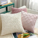 Axyaa White/Pink Plush Cushion Cover 45x45 for Living Room Sofa, Office D��cor