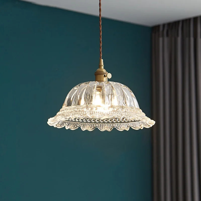 Axyaa Clear Glass LED Pendant Chandelier - Nordic Hanging Lamp for Kitchen, Living Room