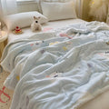 Axyaa Cartoon Rabbit Flannel Blanket: Winter Cozy Throw for Bed, Sofa, Travel