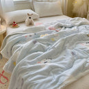 Axyaa Cartoon Rabbit Flannel Blanket: Winter Cozy Throw for Bed, Sofa, Travel